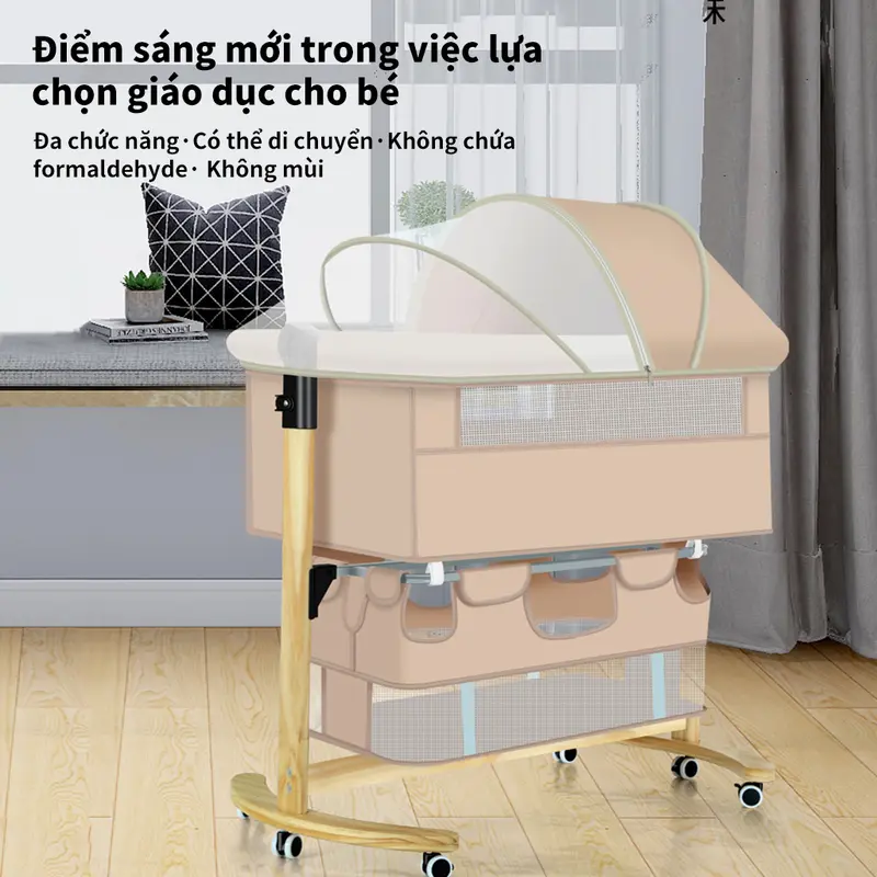 Nôi Cho Bé Sử Dụng Chân Gỗ Cao Cấp Thiết Kế Tinh Tế Mang Đến Sự Bền Đẹp và Thoải Mái Cho Giấc Ngủ Của Bé Voi 4