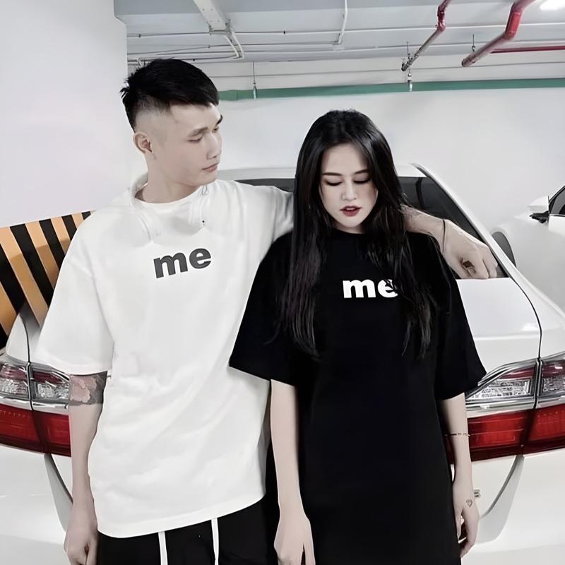 áo phông, áo thun 3158 chữ me nhiều màu unisex cổ tròn tay lỡ Top Cotton Nữ Women Menswear