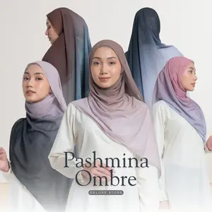 Pashmina Gradasi Two Tone , Pashmina Ombre , Pashmina 2 Warna Bahan Ceruty Babydoll Panjang 175cmx75cm , Finishing Jahit Tepi