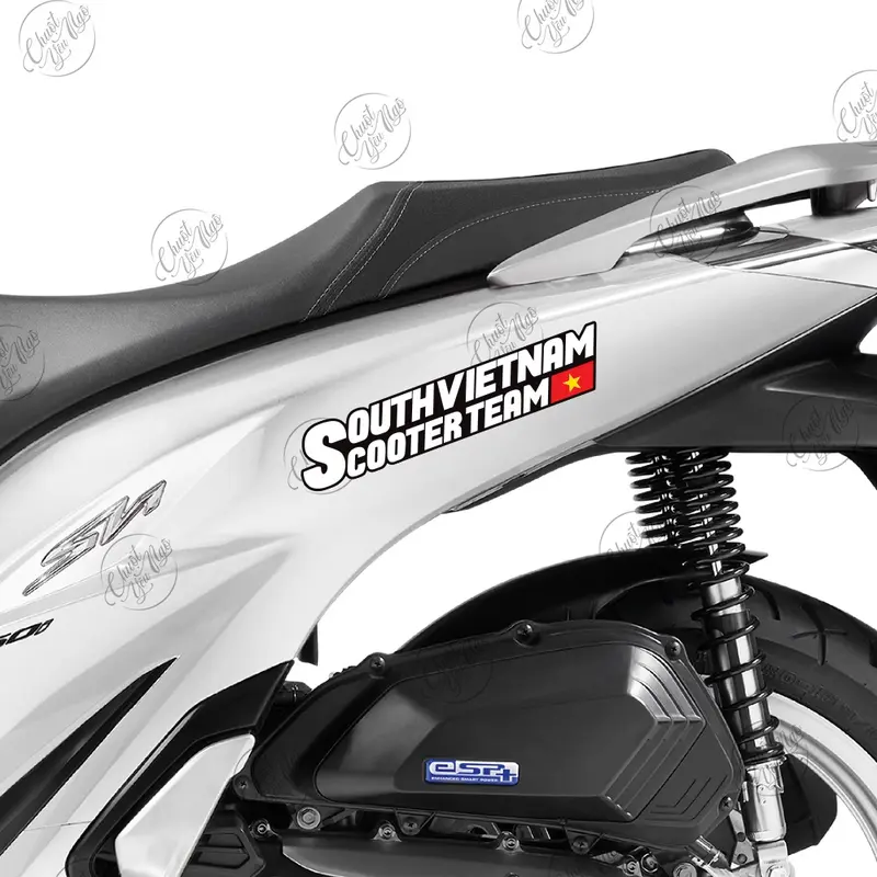 Combo 2/4 tem logo decal tem sticker hội nhóm xe tay gas dán trang trí xe máy SOUTH VIETNAM SCOOTER TEAM Nhãn Dán 4