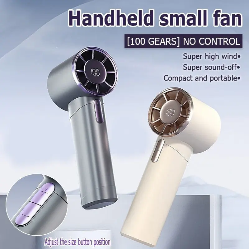 Cordless Portable Handheld Turbo Fan 100-Speed Adjustable  Ideal For Travel & Outdoor Use Charging Mobile