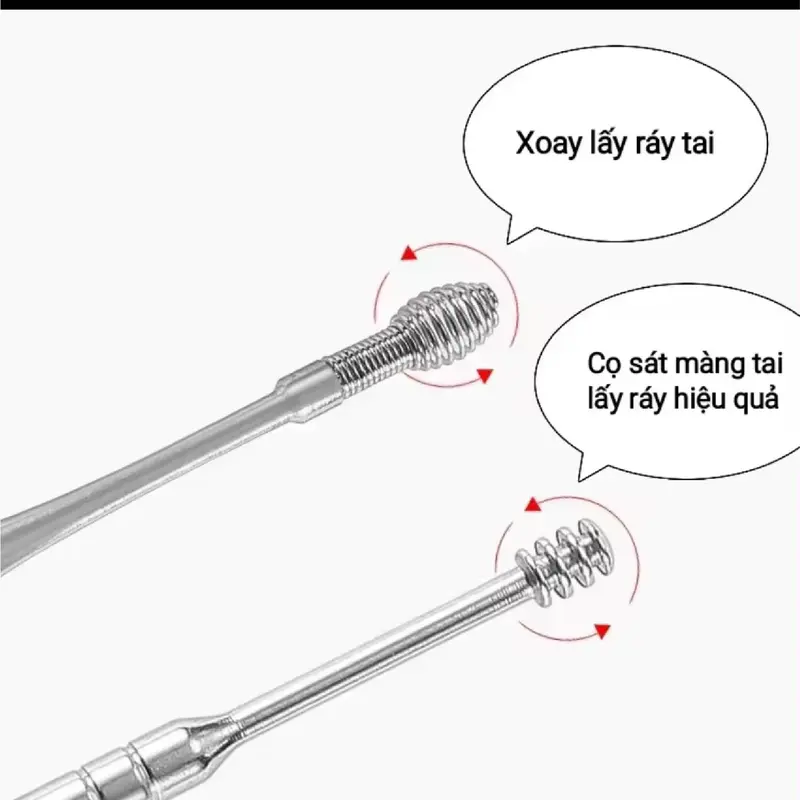 Bộ Ráy Tai 6 in 1 Bằng Thép Không Gỉ Có Móc Treo Chìa Khóa Hộp Nhựa - BRT6IN1 - CK3-6 Lấy Ráy Tai 2