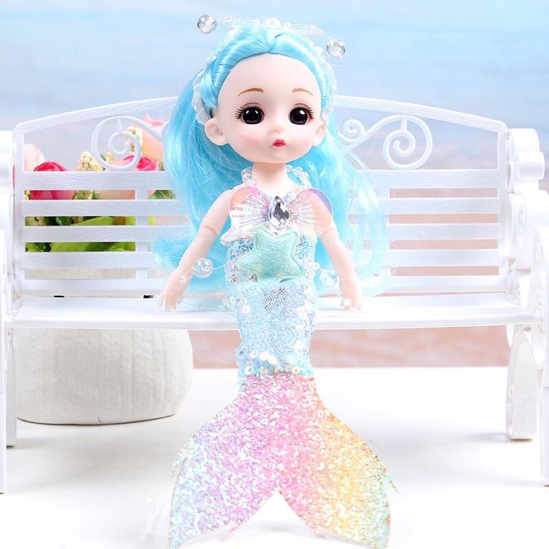 Mipan Búp bê tiên cá 17cm quà tặng sinh nhật đồ chơi dễ thương cho bé gái trang trí nhà cửa trang phục cho búp bê Toy