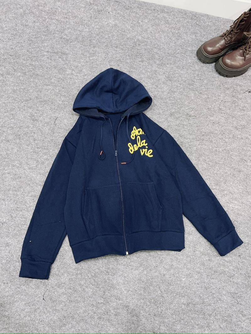 Product Introduction of Áo khoác nỉ ngoại in chữ khoá kéo có nón an877 unisex nam nữ 11