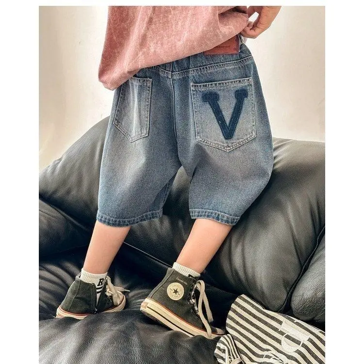 Quần Short Denim, Cho Bé Trai, Mỏng Mùa Hè, Quần Short Mới 2025, Quần Jean Thường Ngày Sành Điệu Cho Trẻ Em, Phong Cách Đẹp Trai Thời Trang