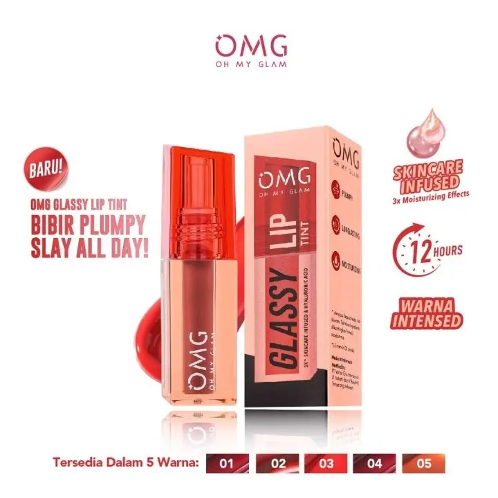 OMG OH MY GLAM Glassy Lip Tint 2g - Lip Tint Warna Intense Tahan 12 Jam 0