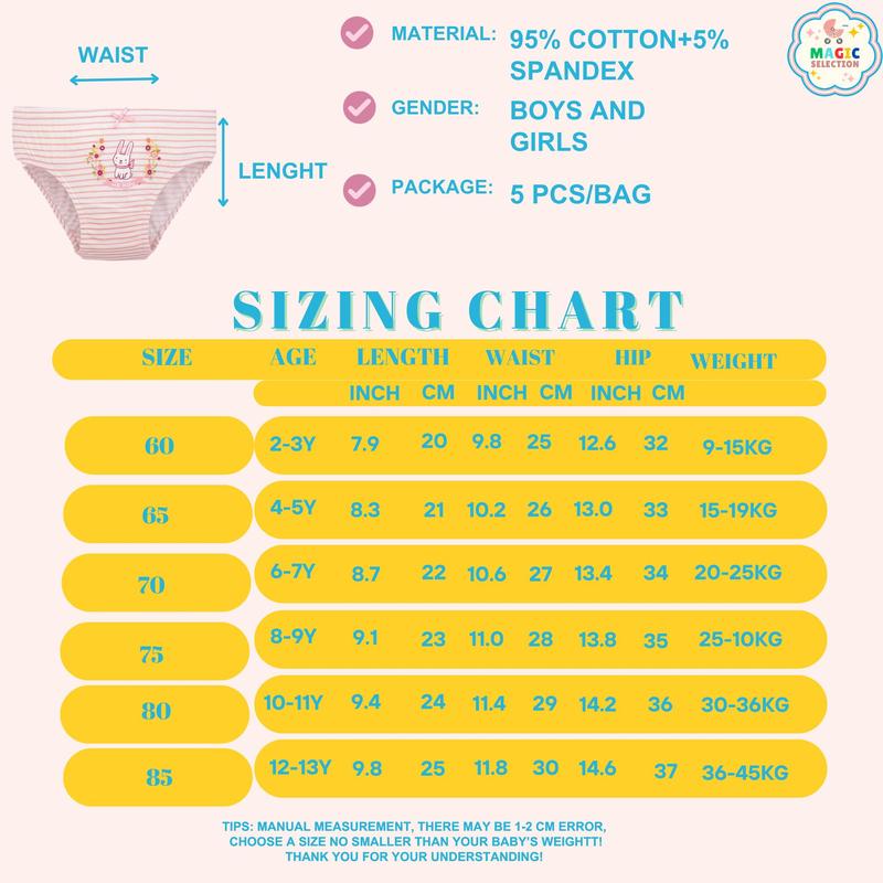 Product Introduction of Magic Selection Kids 2-13Y 5pcs/pack Graphic Print Panty Underwear Cotton Affordable Comfortable for Girls 0