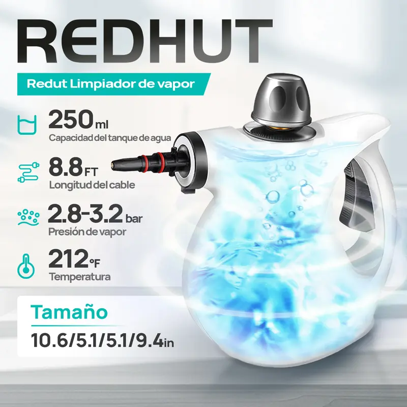 REDHUT Limpiador a Vapor Portátil con 12 Accesorios, Alta Presión y Ecológico, Limpieza Profunda y Desodorizante para el Hogar, Cocina y Baño - Foto 6