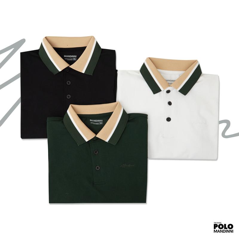 Áo thun polo trơn phối cổ màu be thun cotton cá sấu trẻ trung thanh lịch - MANDINNI