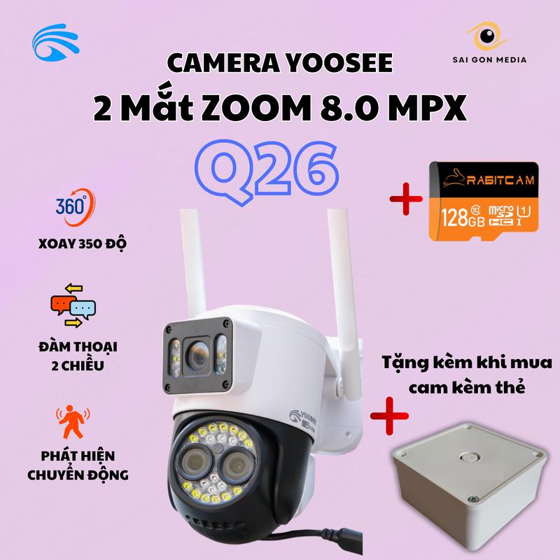 Camera Yoosee 3 Mắt 2 Màn Hình ZOOM 6X 8.0MP- Ngoài Trời - Chống Nước