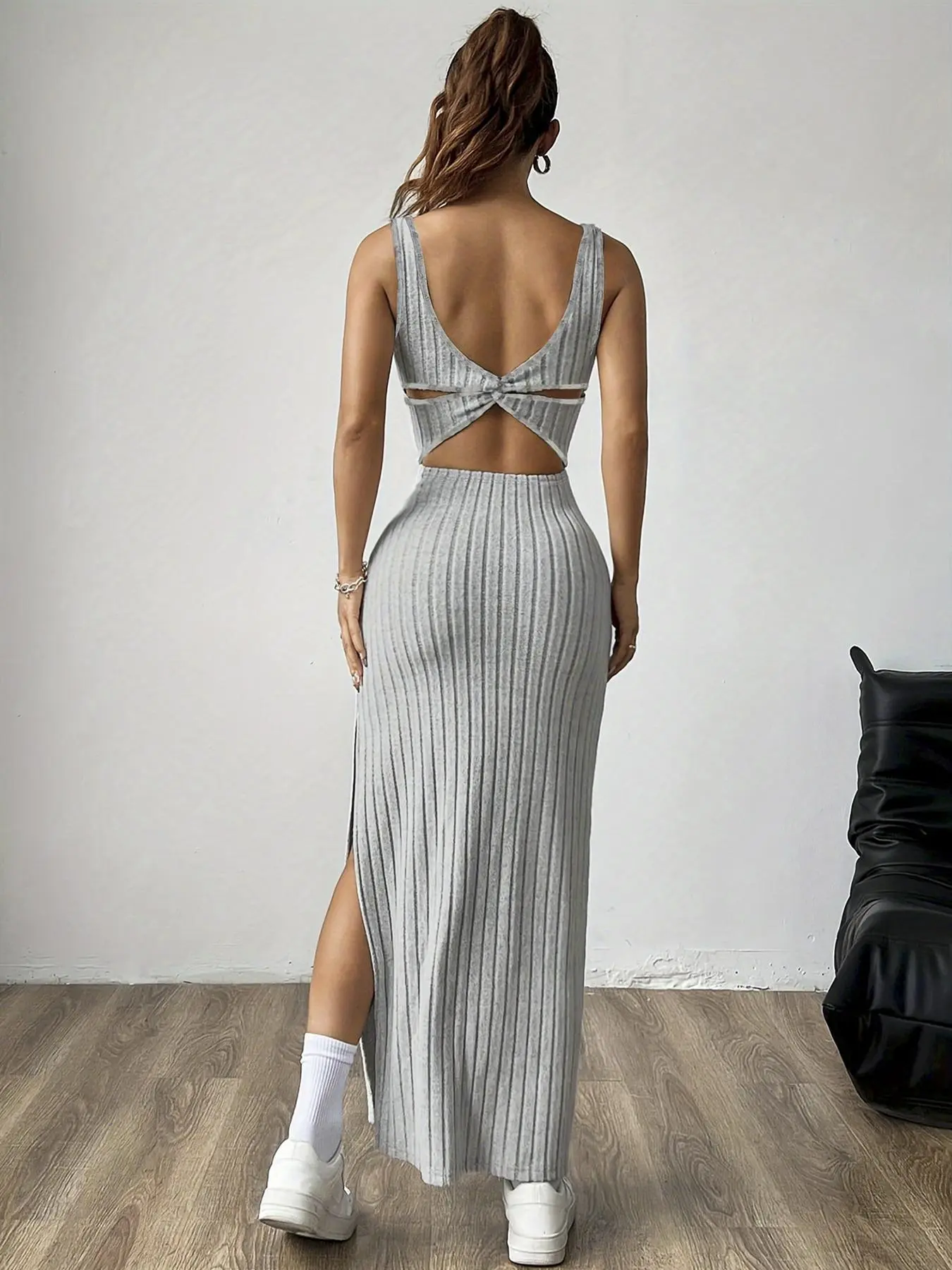 Women's Plain Square Neck Dress, Elegant Sleeveless Dress for Party Dating Wear, Ladies Clothes for All Seasons