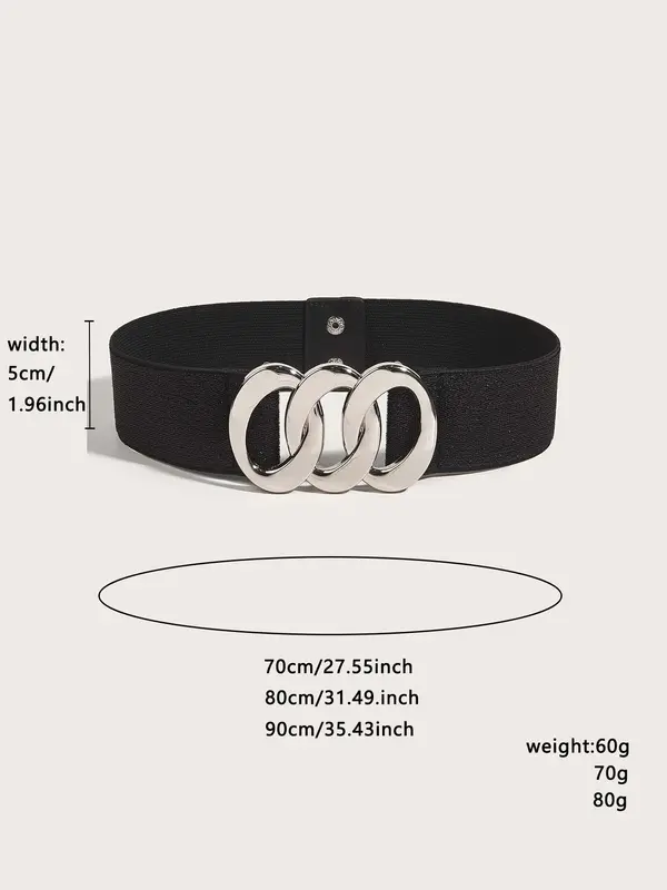 Women's Elegant Fashion Decorative Wide Belt,  Ring Buckle Elastic Waistband for Party and Daily Use, Casual Versatile Clothes Accessories for Women & Girls 1