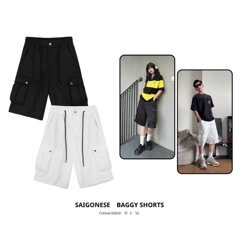 Baggy Kaki SAIGONESE Quần Đùi Lửng  Form Rộng Unisex Nam Nữ quan short Menswear