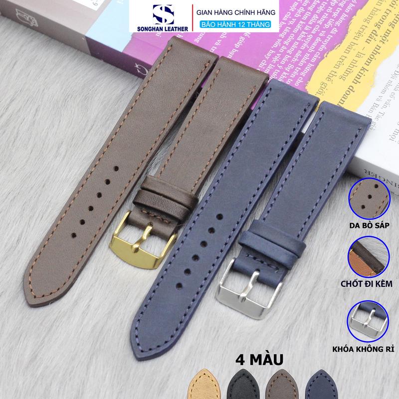 Dây Đồng Hồ Da Bò Sáp Khóa Kim Cao Cấp Songhan Leather. Dây Da Đồng Hồ Thời Trang Sang Trọng Nam Nữ Kèm Khoá+Chốt+Tool Tháo Dây. Bảo Hành 6 Tháng dây đồng hồ dây da bò