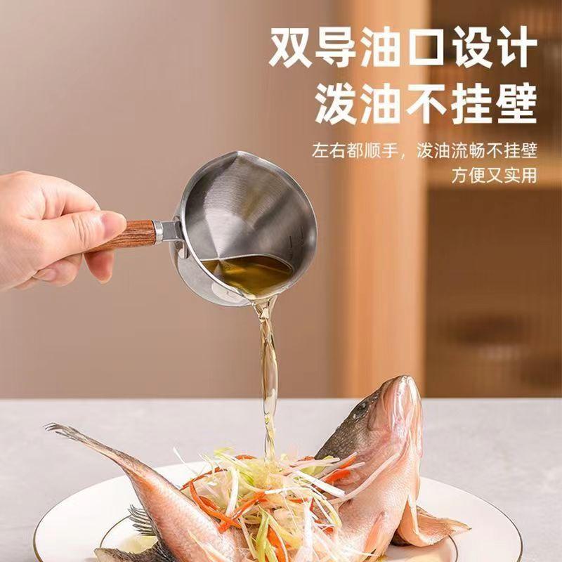 Nồi dầu bằng thép không gỉ, có tay cầm bằng gỗ, có sẵn trong 120ml và 200ml, Thích hợp cho súp và sữa mini bị đổ, chống đóng cặn, dụng cụ nhà bếp, phụ kiện nấu ăn 2