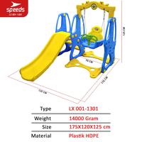 Gambar SPEEDS Perosotan Ayunan Set Karakter Mainan Seluncuran Anak Free Ring Basket Prosotan 5 In 1 Playground LX001-1301 - M1301 BIRU 3in1 dari Speeds Premium Store Kota Surabaya 2 Tokopedia