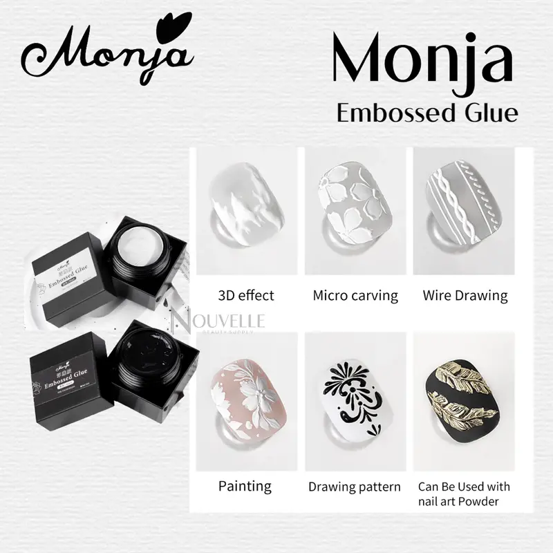 Monja Embossed Glue Gel for Embossed Design Gel Nail Art 5g 1