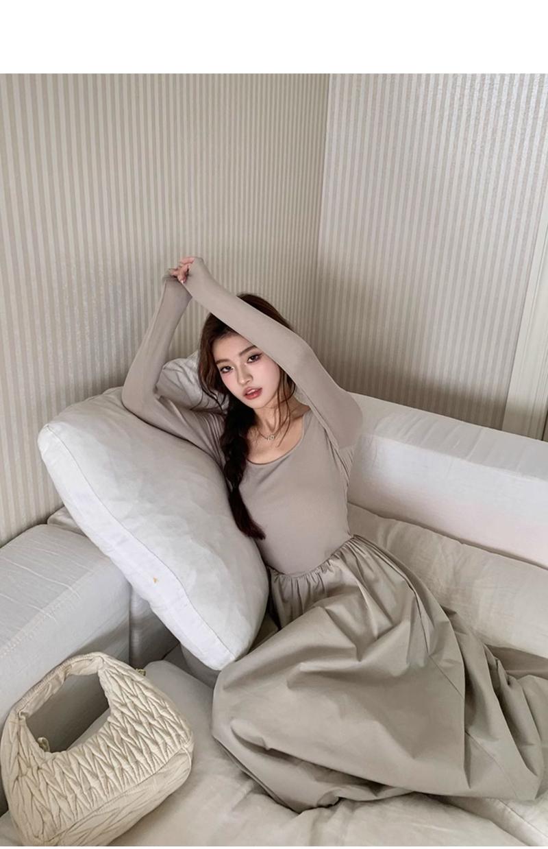 Product Introduction of French Hepburn style long sleeve square neck bottoms dress WOMEN'S autumn 2024 new high-grade elegant inner match long dress Casual Womenswear 15