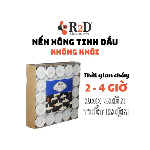 Nến Tealight 100 Viên Không Khói Không Mùi Từ Shop R2D Dùng Thắp Sáng Trang Trí Khử Mùi.