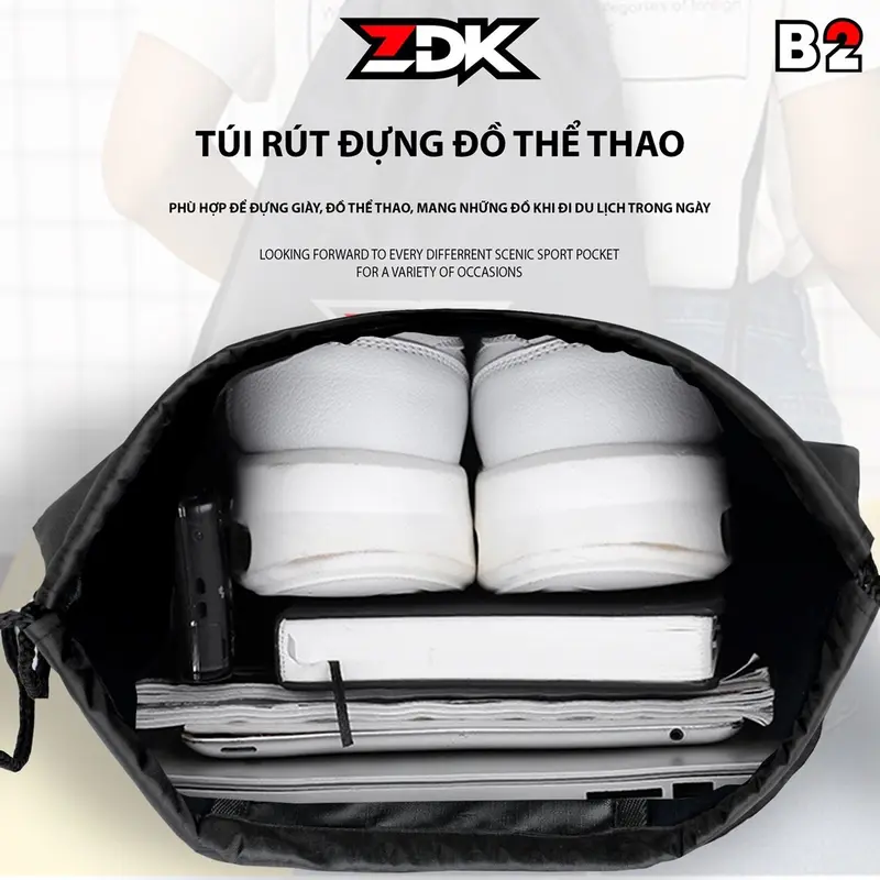 Túi rút thể thao, túi du lịch chống nước ZDK B2 có 2 ngăn, bơi lội, thể thao, bóng đá 5
