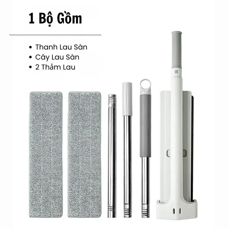 Cây Lau Nhà Tự Vắt Bàn Lau Lớn 42cm, Con Lăn Trợ Lực, Thanh Thép Không Gỉ, Khớp Xoay 360 Độ, Kèm 2 Bông Lau Làm Sạch Vượt Trội Lau Sàn sợi tổng hợp có thể xoay câylaunhà bl 2