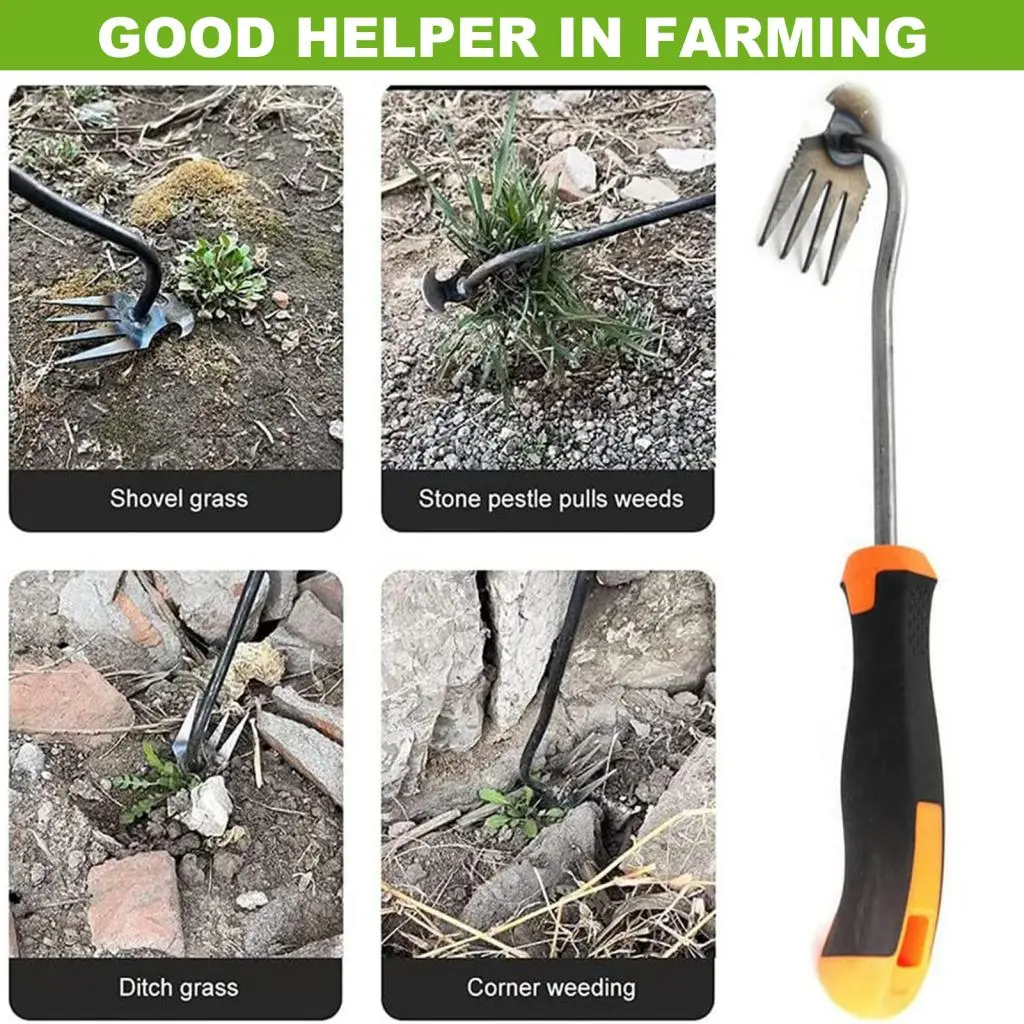 Uaqqrny Garden Weeding Tools Comfortable Handle Widely Used Claw Weeder Garden Weeding Tool 4 Teeth Home Supply
