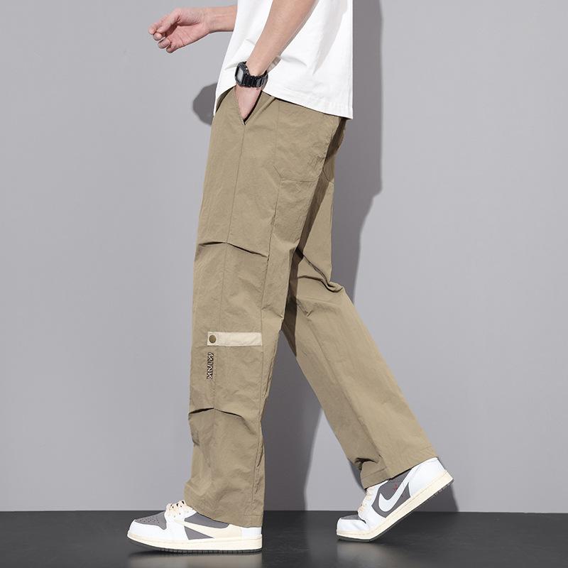Spring and Summer New Trend Overalls Men's Comfortable and Loose Umbrella Soldiers Quick-Drying Straight Mop Casual Pants for Boys 2