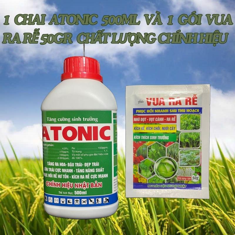 ATONIC CHAI 500ML VÀ 1 GÓI VUA RA RỄ 50GR KÍCH THÍCH RỄ MẠNH, TẠO CƠI, BẬT CHỒI MẠNH