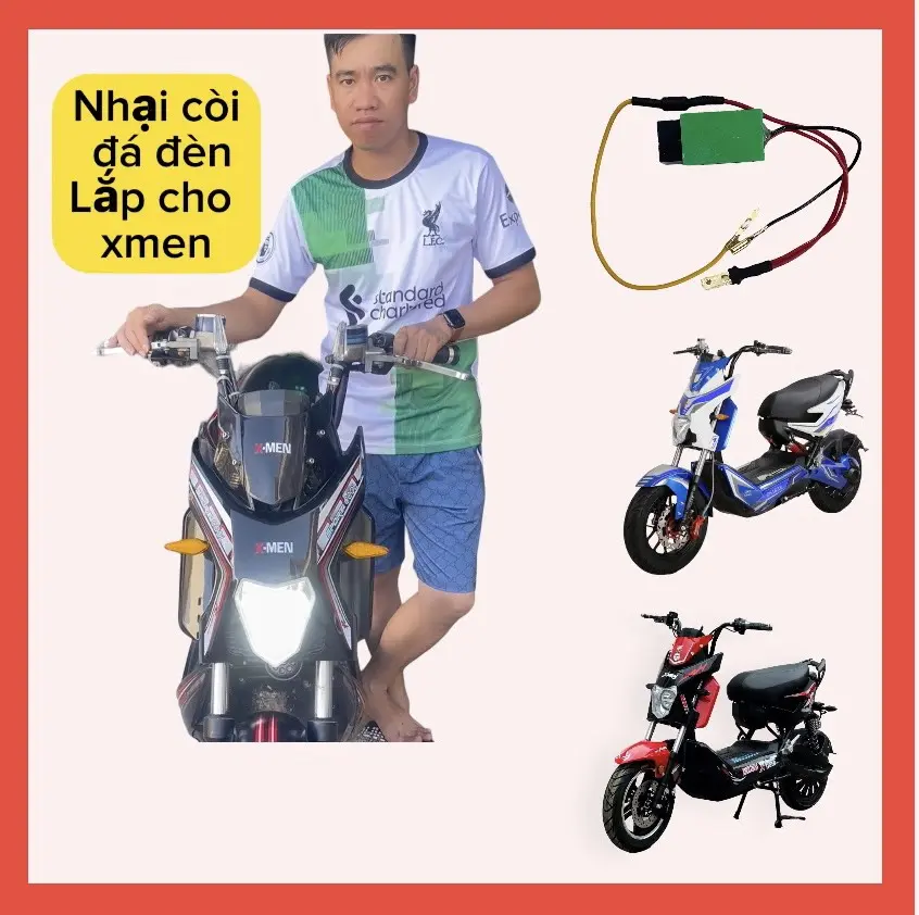 Nhại Còi Đá Đèn 12V 48V Cho Xe Máy Xe Đạp Điện Phụ Kiện Đèn Pha