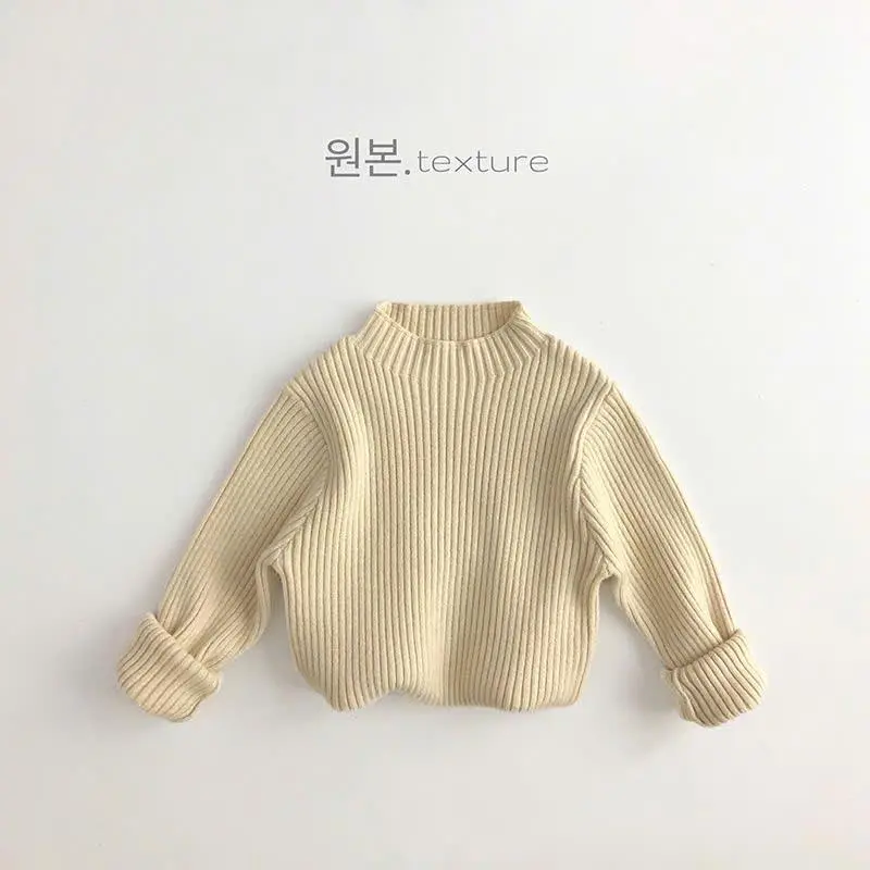 Áo len cao cổ màu be, nâu cho bé trai, bé gái style Hàn, Hãng Mtiny Queen