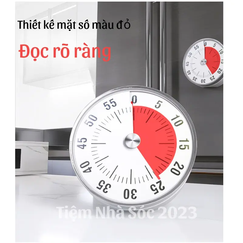 Đồng hồ đếm ngược Mechanical Timer,Đồng hồ hẹn giờ đếm ngược loại lớn 8cm giúp trẻ làm quen thời gian 6