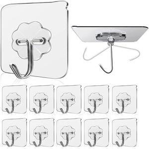 Gancho autoadhesivo transparente, 20 piezas/set gancho de adhesión fuerte, gancho de pared multiusos para cocina, baño, puerta, pared, oficina