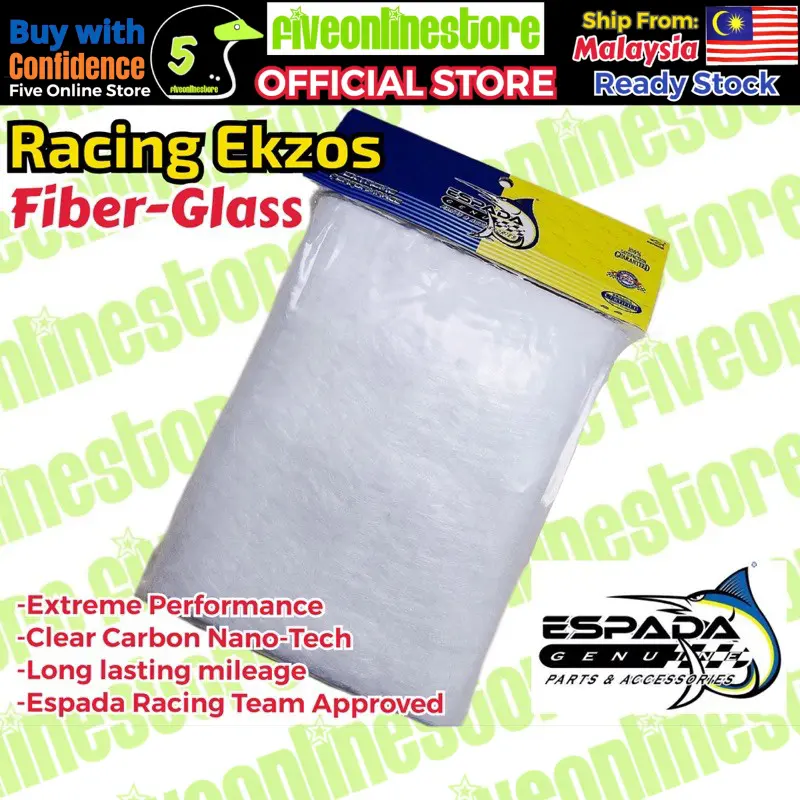 Espada Racing White Fiberglass 2 Layer Exhaust Pipe Ekzos 21.5cm x 110cm Tebal Fiber Glass Extreme Performance E4 E5 V5