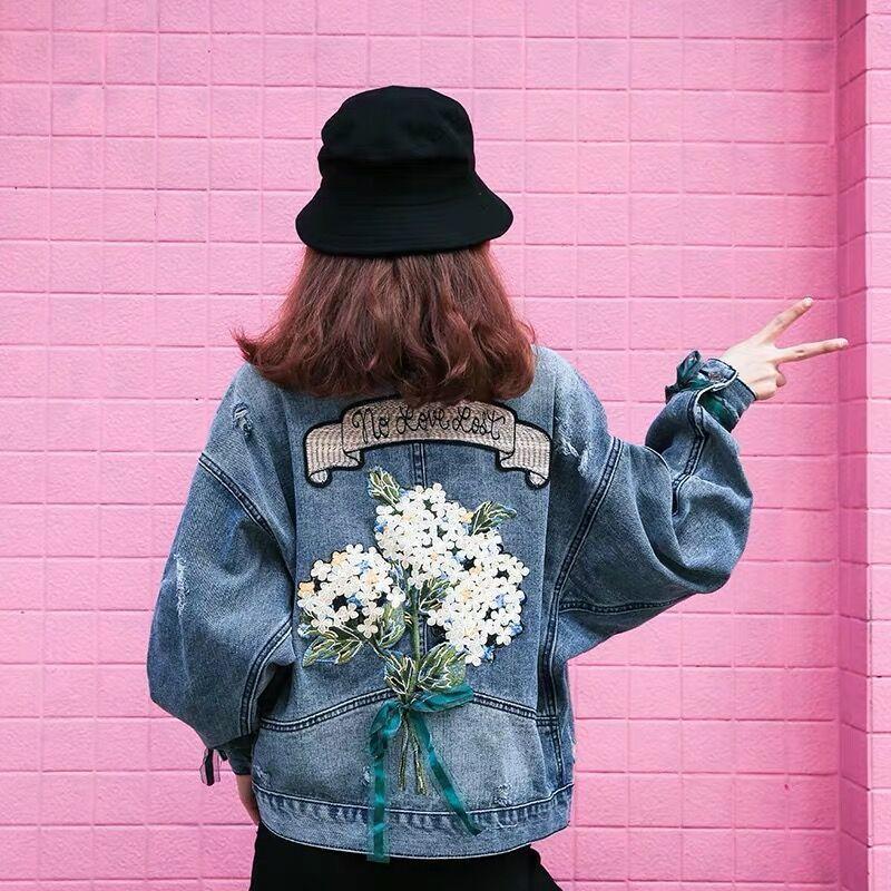 Áo Khoác Denim Thêu, Phổ Biến Trên Internet, Dành Cho Nữ, Dáng Rộng Vừa Vặn, Phong Cách Hàn Quốc, Thích Hợp Cho Mùa Xuân Và Mùa Thu, Thiết Kế Bạn Trai, Thời Trang Ngắn Công Nghiệp Nặng, Xu Hướng Châu Âu, Hàng Mới Về Năm 2021 Top Women Jacket 4