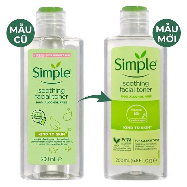 Nước Hoa Hồng Simple Soothing Facial Toner Simple giups dịu da  và không chứa cồn 200ml