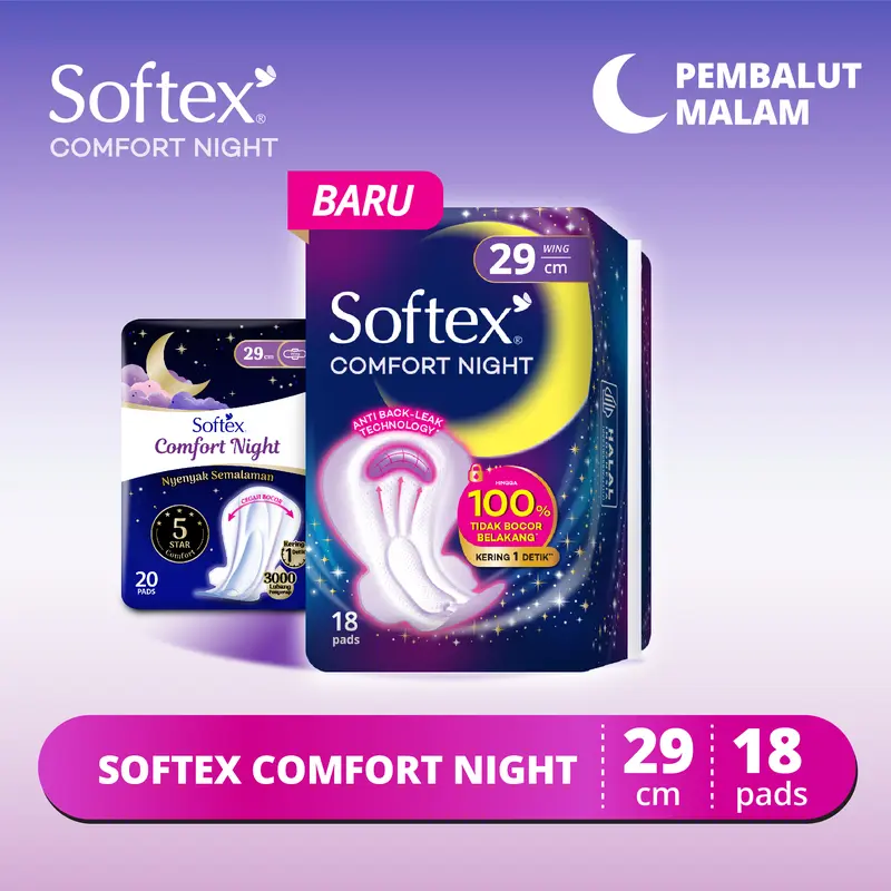 Softex Comfort Night 29cm / 36cm / 42cm | Pembalut wanita 3