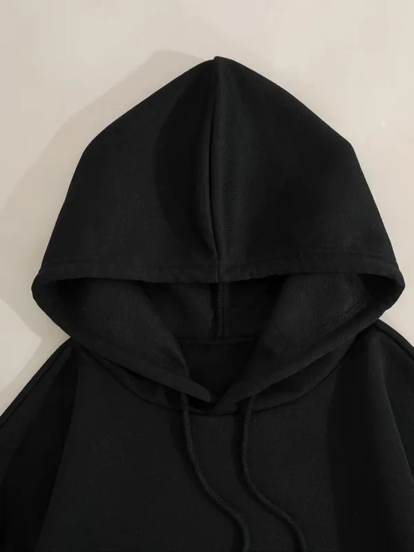 Women's Letter Print Drop Shoulder Hoodie, Fashion Casual Drawstring Pocket Hooded Sweatshirt for Daily Holiday Outdoor Wear, Ladies Clothes for Fall & Winter 6