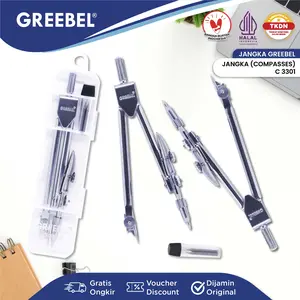 GREEBEL Jangka Set / Jangka Besi Warna Plus isi Pensil C 3301 / Math Set