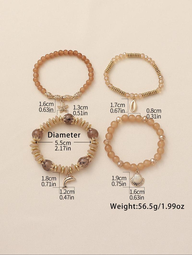 Product Introduction of Boho Style Shell & Dolphin Design Beaded Bracelet, Fashion Accessories for Women & Girls, Trendy All-match & Exquisite Jewelry for Birthday Gift 6
