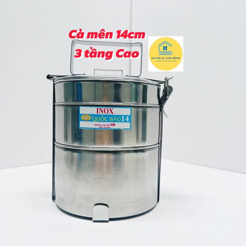 Cà Mên, cặp lồng - Inox không rỉ, ngăn cao có quai xách ( chính hãng loại 1) 6