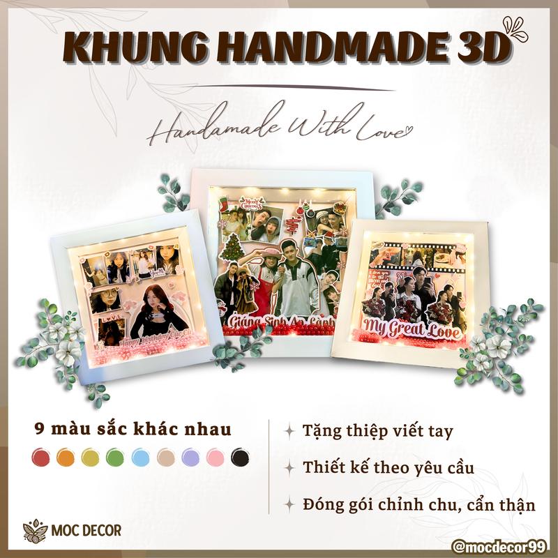 MỘC DECOR Khung Handmade 3D Set Nguyên Liệu Trang Trí Sẵn Size 22x22 22x27 27x27 27x37 Quà tặng sinh nhật kỉ niệm Decor Khung Tranh Decor Phòng Decor Quà tặngbạn gái Quà tặng bạn trai Trang Trí Nhà