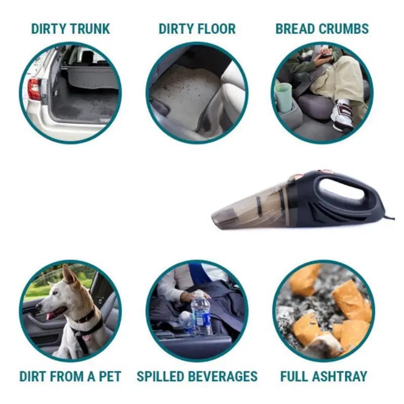 Vehicle Mounted Car Vacuum Cleaner Hoover, 1 Set Car Handheld Small Vacuum Cleaner with High Suction Power, Car Cleaning Tool, Automobile Carpet Cleaner 6