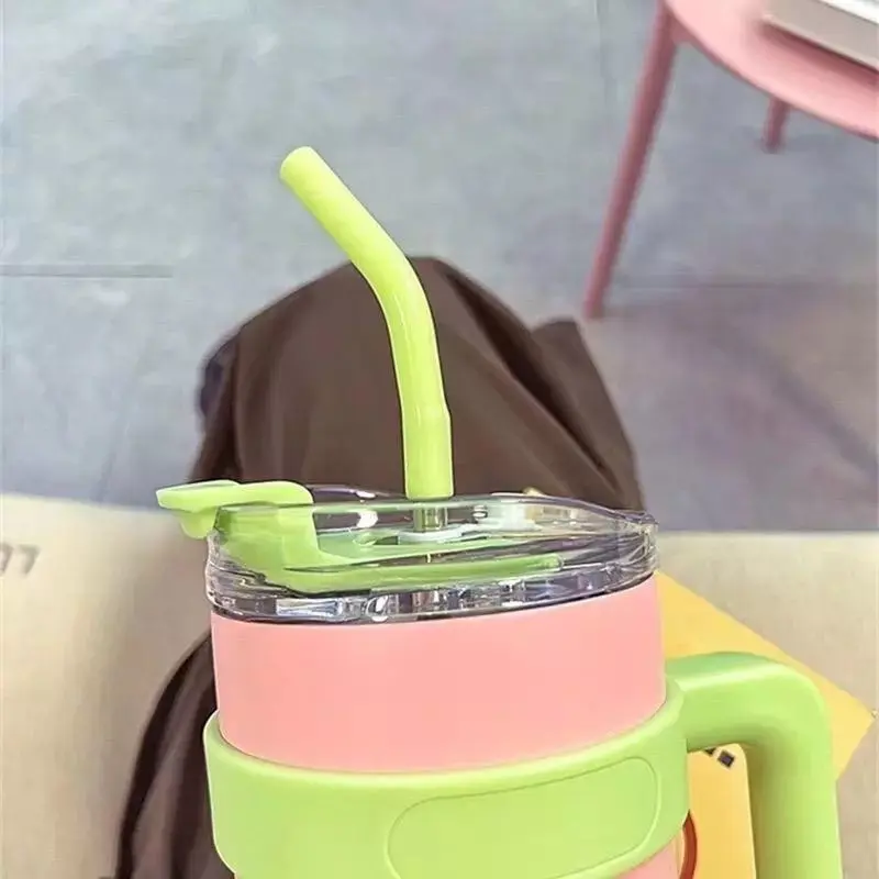 Cốc ly giữ nhiệt inox BNT Official BLACKPINK màu hồng và đen 1200ml kèm ống hút 4