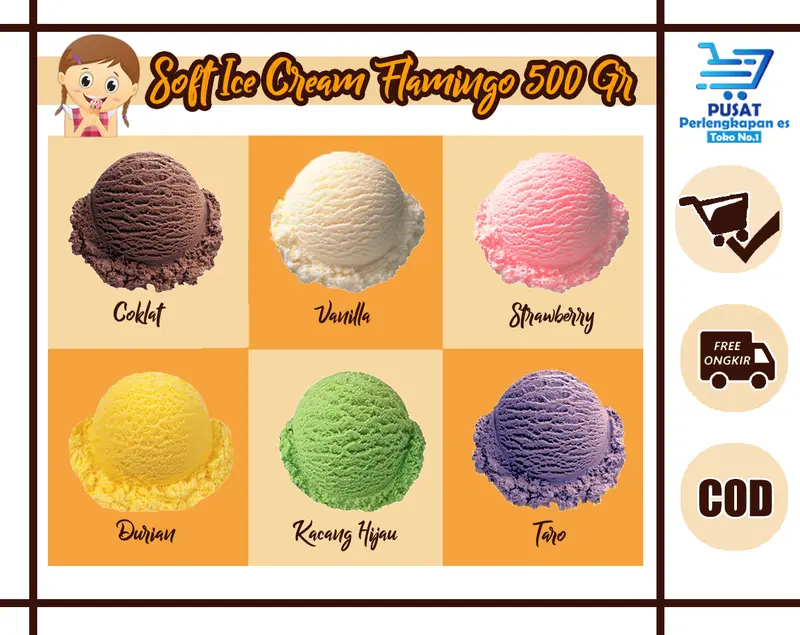 Bubuk Premix Bubuk Es Krim Vanila 500 gr Bubuk Pembuat Eskrim Soft Cone Flamingo 3