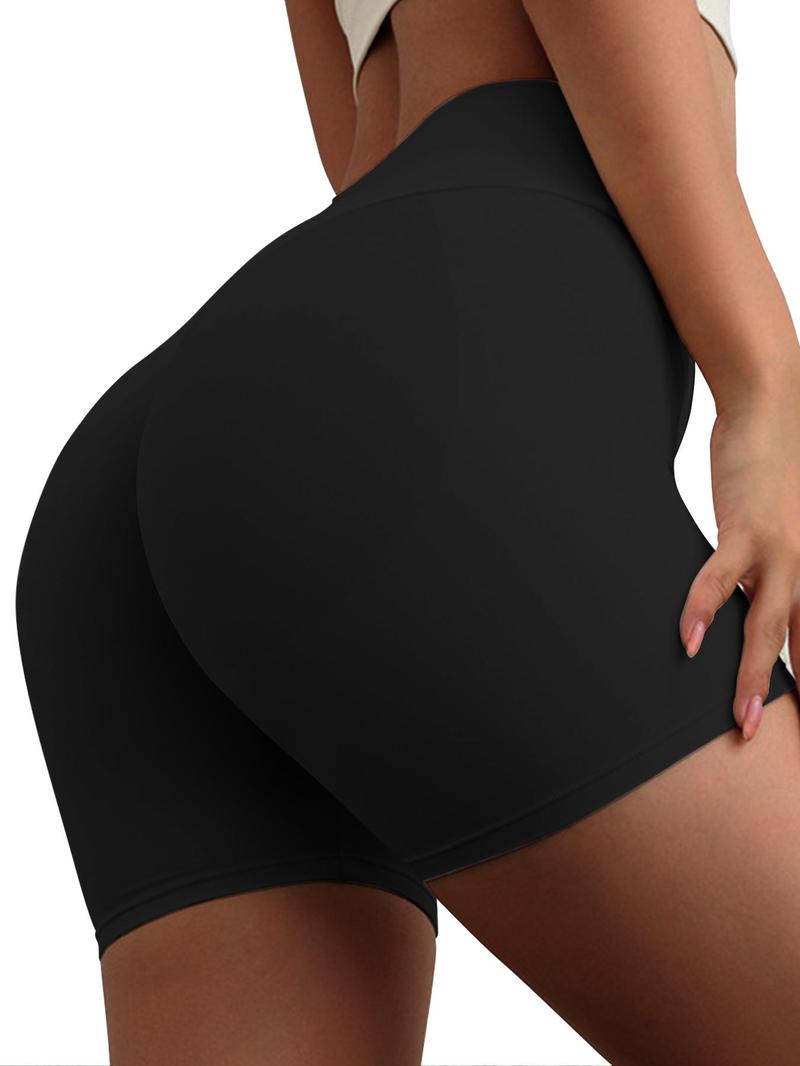 Product Introduction of Plus Size Solid Color Sports Shorts, High Stretch Butt-lifting Yoga Shorts, Ladies Sportswear for Indoor Outdoor Wear, Gymclothes 4