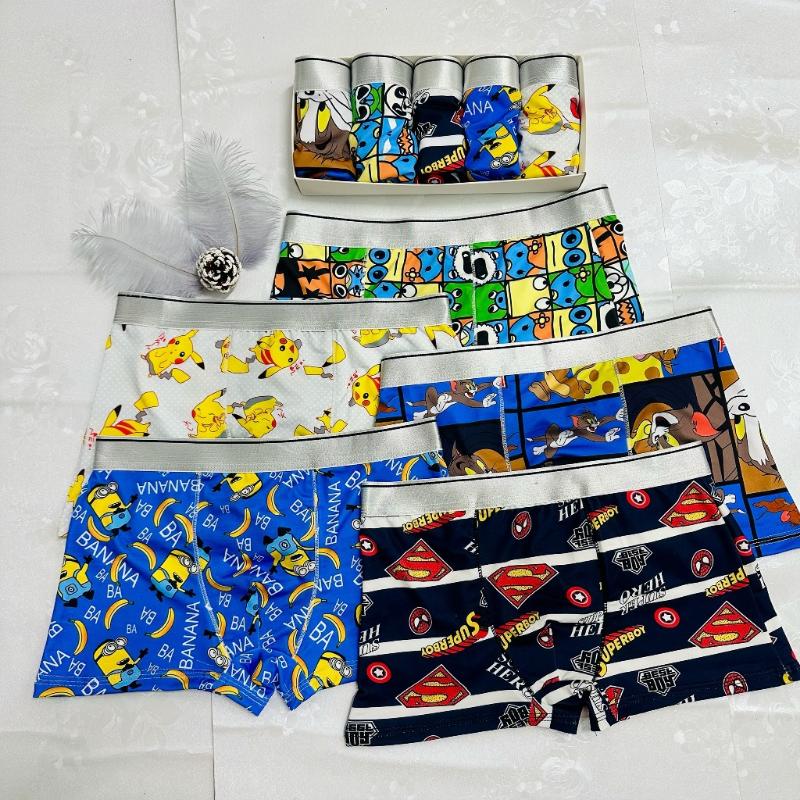 phong cách năng động Combo 5 quần lót đùi nam, quần sịp đùi nam cao cấp thun lạnh in hình họtiết hoạt hình mới pikachu,minioin,super,... Boxer Quần Boxer Menswear Cotton 1