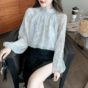 เสื้อชีฟองลายดอกไม้ สไตล์ฝรั่งเศสหวาน สำหรับผู้หญิง ฤดูใบไม้ร่วง 2024 รูปแบบใหม่ มีลูกปัด เสื้อแขนยาวสไตล์เยาวชน เหมาะสำหรับเยาวชน เสื้อด้านใน