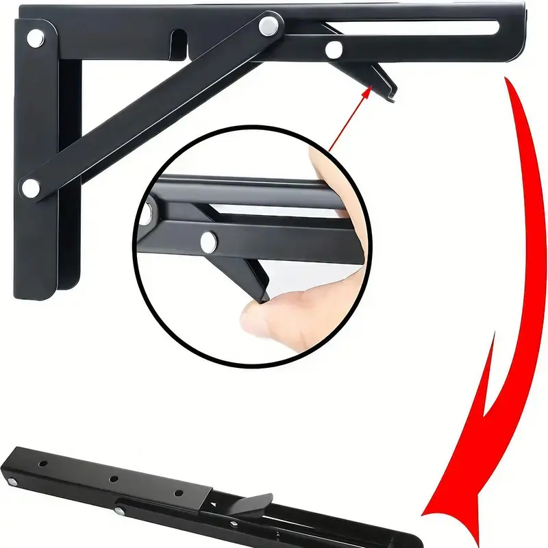 L-shaped Foldable Shelf Bracket, 1 Pair DIY Folding Bracket Accessory, Furniture Hardware Accessories for Home Office 2