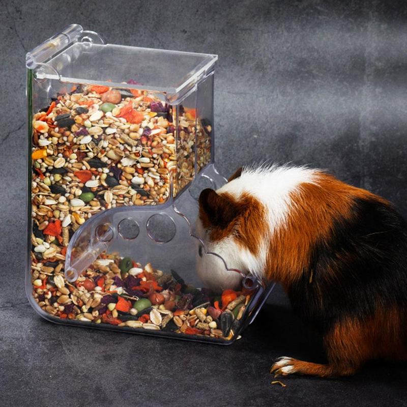 Product Introduction of Hamster Rabbit Food Dispenser Feeder Plastic Clear Automatic Pet Feeder For Hamster Guinea Pigs Rabbit Food Bowl Container 23