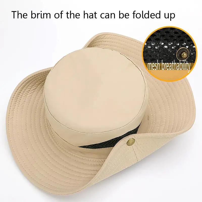 Unisex Outdoor Sun Hat, Wide Brim Sun Hat with Adjustable Rope, Waterproof & Sun Protection Hat for Fishing Hiking Camping Adventure 2